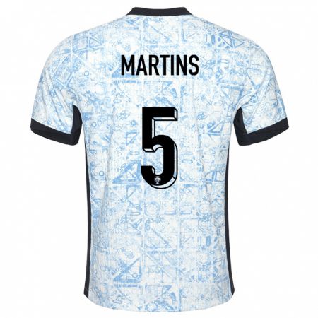 Kandiny Uomo Maglia Portogallo Leandro Martins #5 Crema Blu Kit Gara Away 24-26 Maglietta