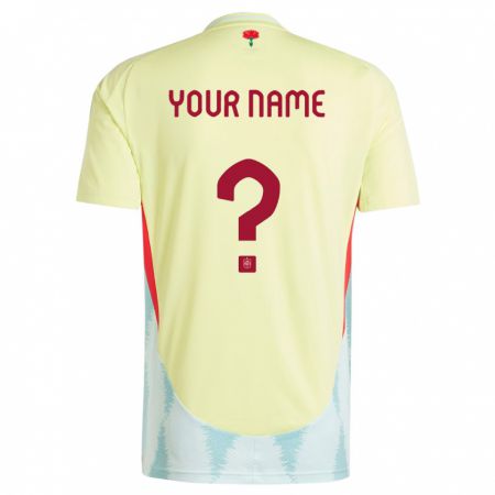 Kandiny Uomo Maglia Spagna Il Tuo Nome #0 Giallo Kit Gara Away 24-26 Maglietta