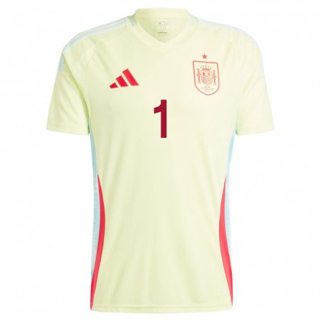 Kandiny Hombre Camiseta España Ferran Quetglas #1 Amarillo 2ª Equipación 24-26 La Camisa México