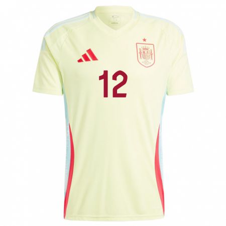 Kandiny Hombre Camiseta España Ansu Fati #12 Amarillo 2ª Equipación 24-26 La Camisa México