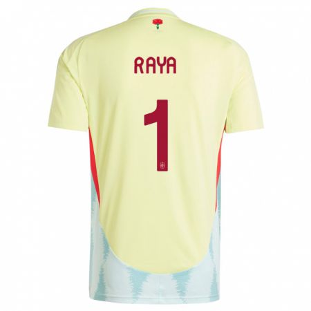 Kandiny Heren Spanje David Raya #1 Geel Uitshirt Uittenue 24-26 T-Shirt