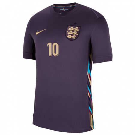 Kandiny Uomo Maglia Inghilterra Fran Kirby #10 Uvetta Scura Kit Gara Away 24-26 Maglietta