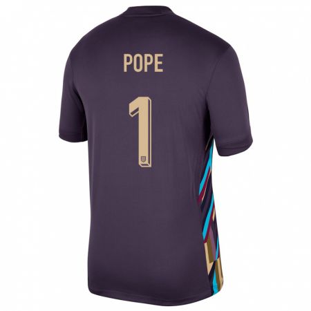 Kandiny Herren England Nick Pope #1 Dunkle Rosine Auswärtstrikot Trikot 24-26 T-Shirt Österreich