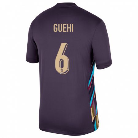 Kandiny Uomo Maglia Inghilterra Marc Guehi #6 Uvetta Scura Kit Gara Away 24-26 Maglietta