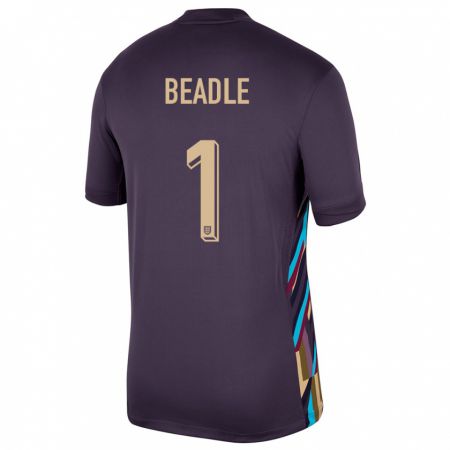 Kandiny Uomo Maglia Inghilterra James Beadle #1 Uvetta Scura Kit Gara Away 24-26 Maglietta