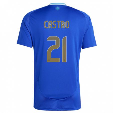 Kandiny Uomo Maglia Argentina Santiago Castro #21 Blu Kit Gara Away 24-26 Maglietta