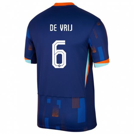 Kandiny Herren Niederlande Stefan De Vrij #6 Blau Auswärtstrikot Trikot 24-26 T-Shirt Österreich