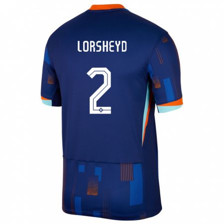 Kandiny Herren Niederlande Barbara Lorsheyd #2 Blau Auswärtstrikot Trikot 24-26 T-Shirt Österreich