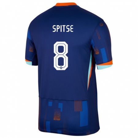 Kandiny Herren Niederlande Sherida Spitse #8 Blau Auswärtstrikot Trikot 24-26 T-Shirt Österreich