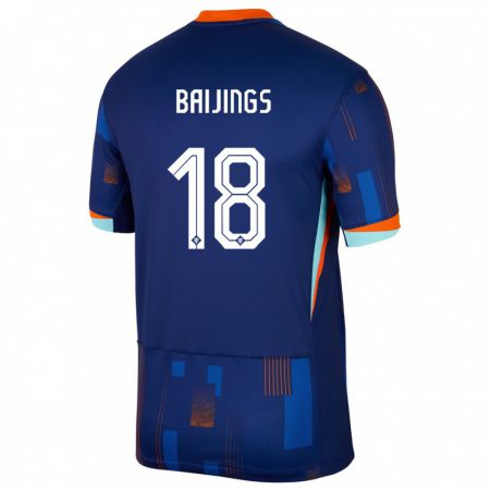 Kandiny Herren Niederlande Jill Baijings #18 Blau Auswärtstrikot Trikot 24-26 T-Shirt Österreich