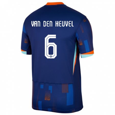 Kandiny Herren Niederlande Tim Van Den Heuvel #6 Blau Auswärtstrikot Trikot 24-26 T-Shirt Österreich