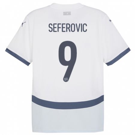 Kandiny Uomo Maglia Svizzera Haris Seferovic #9 Bianco Kit Gara Away 24-26 Maglietta