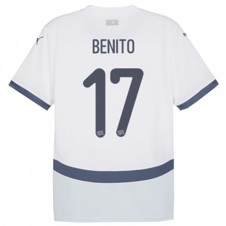 Kandiny Uomo Maglia Svizzera Loris Benito #17 Bianco Kit Gara Away 24-26 Maglietta