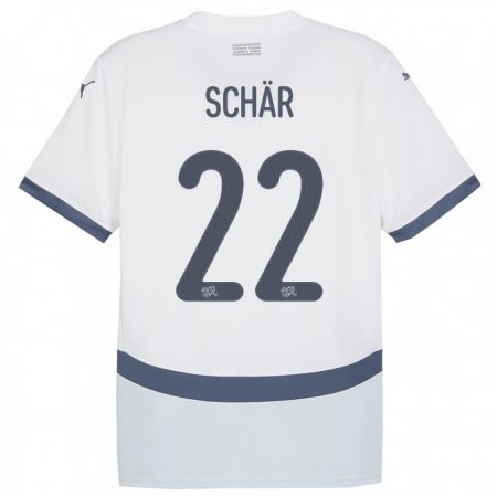 Kandiny Heren Zwitserland Fabian Schar #22 Wit Uitshirt Uittenue 24-26 T-Shirt