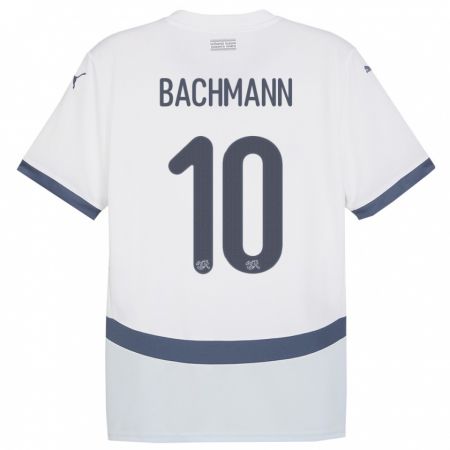 Kandiny Hombre Camiseta Suiza Ramona Bachmann #10 Blanco 2ª Equipación 24-26 La Camisa México