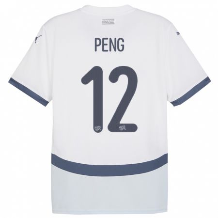 Kandiny Uomo Maglia Svizzera Livia Peng #12 Bianco Kit Gara Away 24-26 Maglietta