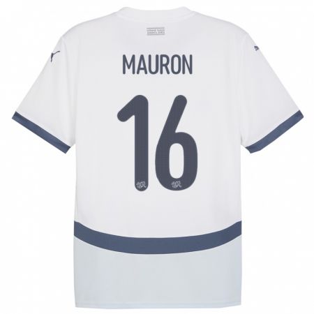 Kandiny Uomo Maglia Svizzera Sandrine Mauron #16 Bianco Kit Gara Away 24-26 Maglietta