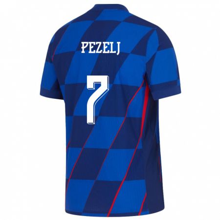 Kandiny Uomo Maglia Croazia Petra Pezelj #7 Blu Kit Gara Away 24-26 Maglietta