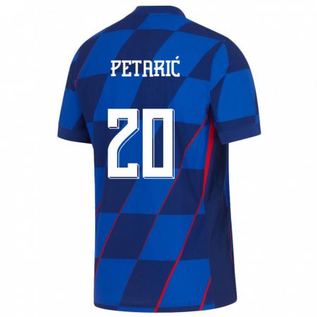 Kandiny Uomo Maglia Croazia Nika Petaric #20 Blu Kit Gara Away 24-26 Maglietta