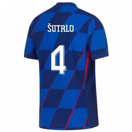 Kandiny Uomo Maglia Croazia Bosko Sutalo #4 Blu Kit Gara Away 24-26 Maglietta