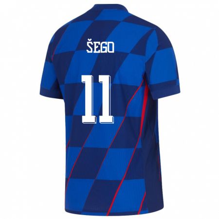 Kandiny Uomo Maglia Croazia Michele Sego #11 Blu Kit Gara Away 24-26 Maglietta