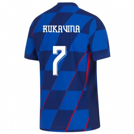 Kandiny Heren Kroatië Gabriel Rukavina #7 Blauw Uitshirt Uittenue 24-26 T-Shirt