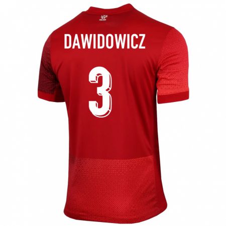 Kandiny Uomo Maglia Polonia Pawel Dawidowicz #3 Rosso Kit Gara Away 24-26 Maglietta