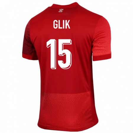 Kandiny Herren Polen Kamil Glik #15 Rot Auswärtstrikot Trikot 24-26 T-Shirt Österreich