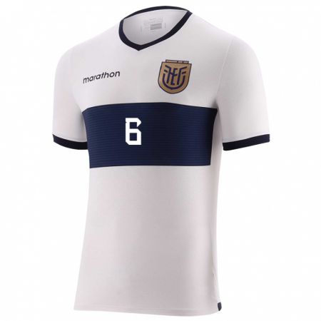 Kandiny Uomo Maglia Ecuador Yeltzin Erique #6 Bianco Kit Gara Away 24-26 Maglietta