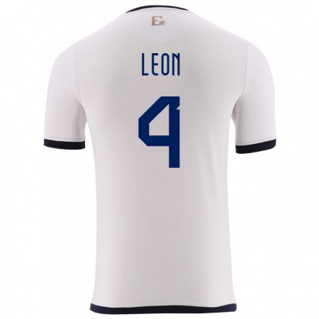 Kandiny Uomo Maglia Ecuador Fernando Leon #4 Bianco Kit Gara Away 24-26 Maglietta