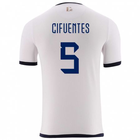 Kandiny Uomo Maglia Ecuador Jose Cifuentes #5 Bianco Kit Gara Away 24-26 Maglietta