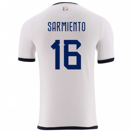 Kandiny Uomo Maglia Ecuador Jeremy Sarmiento #16 Bianco Kit Gara Away 24-26 Maglietta