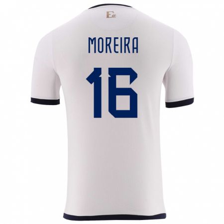 Kandiny Uomo Maglia Ecuador Ligia Moreira #16 Bianco Kit Gara Away 24-26 Maglietta