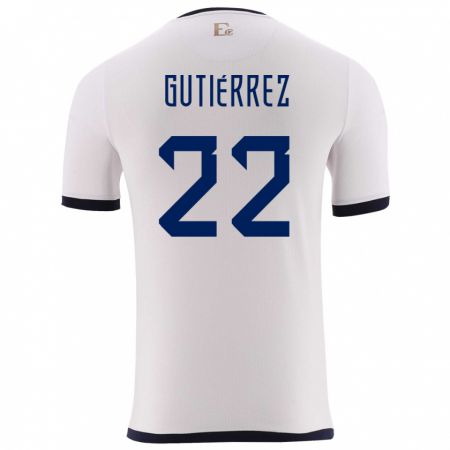 Kandiny Uomo Maglia Ecuador Melanie Gutierrez #22 Bianco Kit Gara Away 24-26 Maglietta