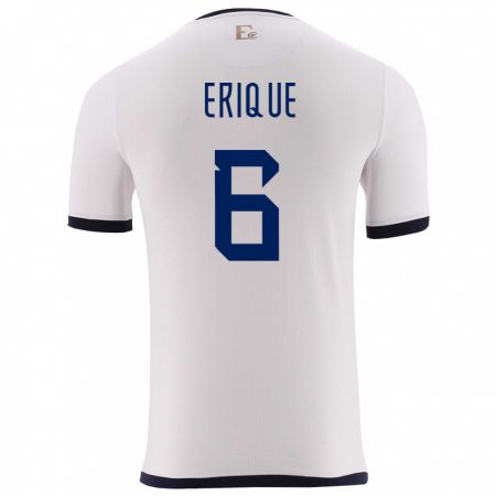 Kandiny Uomo Maglia Ecuador Yeltzin Erique #6 Bianco Kit Gara Away 24-26 Maglietta