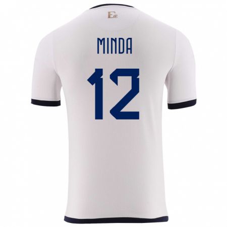 Kandiny Uomo Maglia Ecuador Ethan Minda #12 Bianco Kit Gara Away 24-26 Maglietta