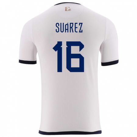 Kandiny Uomo Maglia Ecuador Ariel Suarez #16 Bianco Kit Gara Away 24-26 Maglietta