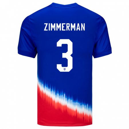 Kandiny Uomo Maglia Stati Uniti Walker Zimmerman #3 Blu Kit Gara Away 24-26 Maglietta