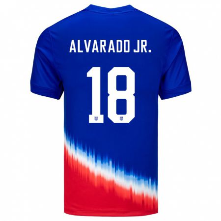 Kandiny Uomo Maglia Stati Uniti Alejandro Alvarado Jr #18 Blu Kit Gara Away 24-26 Maglietta