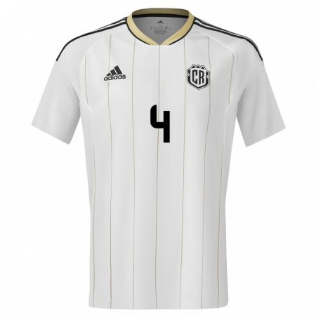 Kandiny Hombre Camiseta Costa Rica Keysher Fuller #4 Blanco 2ª Equipación 24-26 La Camisa