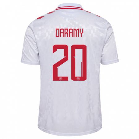 Kandiny Herren Dänemark Mohamed Daramy #20 Weiß Auswärtstrikot Trikot 24-26 T-Shirt Österreich