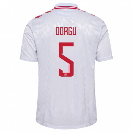 Kandiny Uomo Maglia Danimarca Patrick Dorgu #5 Bianco Kit Gara Away 24-26 Maglietta