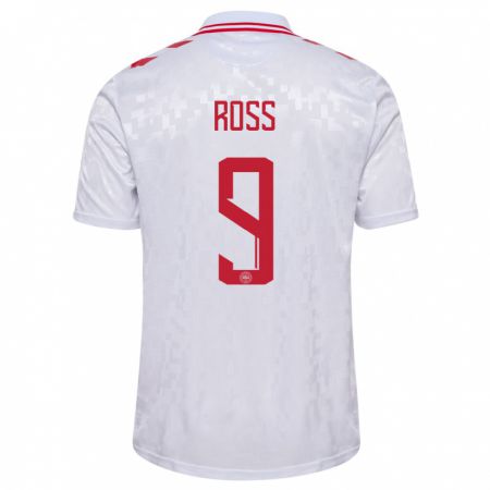 Kandiny Uomo Maglia Danimarca Oliver Ross #9 Bianco Kit Gara Away 24-26 Maglietta