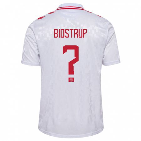 Kandiny Uomo Maglia Danimarca Hjalte Bidstrup #0 Bianco Kit Gara Away 24-26 Maglietta