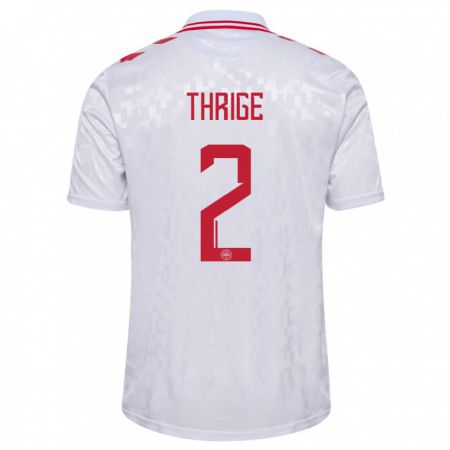 Kandiny Uomo Maglia Danimarca Sara Thrige #2 Bianco Kit Gara Away 24-26 Maglietta