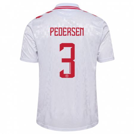 Kandiny Uomo Maglia Danimarca Stine Ballisager Pedersen #3 Bianco Kit Gara Away 24-26 Maglietta