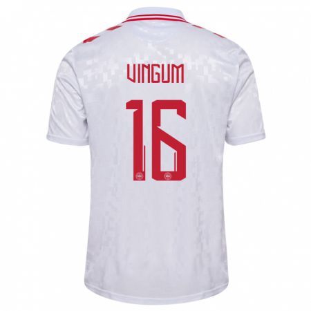 Kandiny Uomo Maglia Danimarca Alberte Vingum #16 Bianco Kit Gara Away 24-26 Maglietta