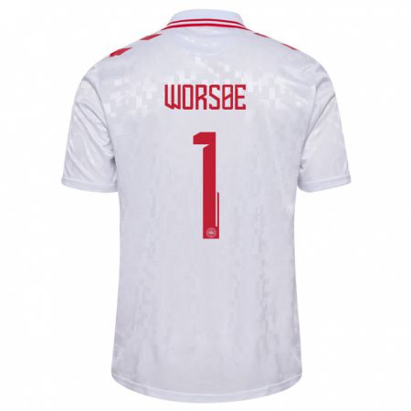 Kandiny Herren Dänemark Laura Worsoe #1 Weiß Auswärtstrikot Trikot 24-26 T-Shirt Österreich