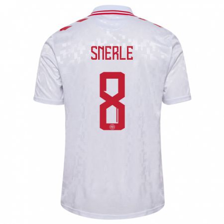 Kandiny Uomo Maglia Danimarca Emma Snerle #8 Bianco Kit Gara Away 24-26 Maglietta