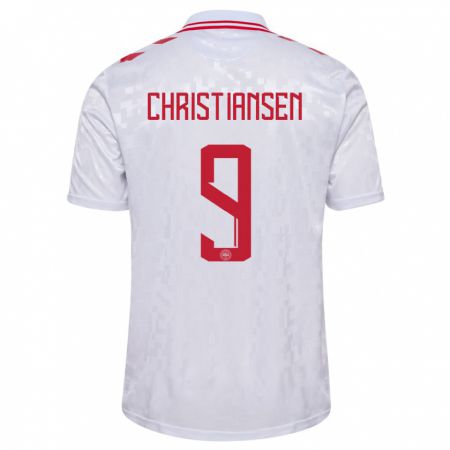 Kandiny Uomo Maglia Danimarca Nanna Christiansen #9 Bianco Kit Gara Away 24-26 Maglietta